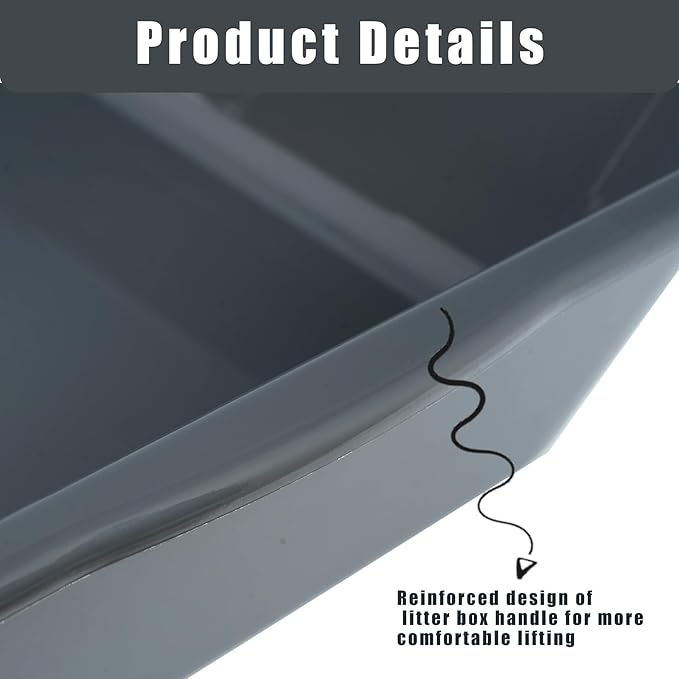 1 Pack of Extra Large Cat Litter Box (ABS Material), Low Entry Senior Litter Pen for Geriatric Kitty Big Cats, Jumbo Pet Safe Litter Boxes Tray for Pets Potty (Beach Sand, 20" L x 15.5" W)-Mewly Pet