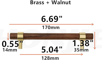 Drawer 6.69"/170mm Pulls Brass Walnut Kitchen Wardrobe Cabinet Hardware Pull Handle with Screw,24Pcs