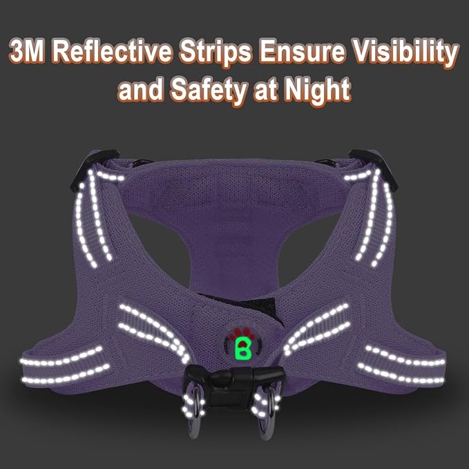 Dog Harness Step in Dog Vest Harness, Reflective Adjustable Puppy No Pull Harness Breathable Soft for Small and Medium Dogs Cats, Violet Purple, XS-Mewly Pet