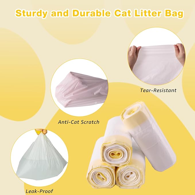 Litter Box Liners 40 Count, 37" x 18" Jumbo 3MIL Thicken Cat Litter Bags Tear Resistant Disposable Cat Litter Liners for XL Stainless Steel Litter Box and Other Suitable Size Litter Box-Mewly Pet