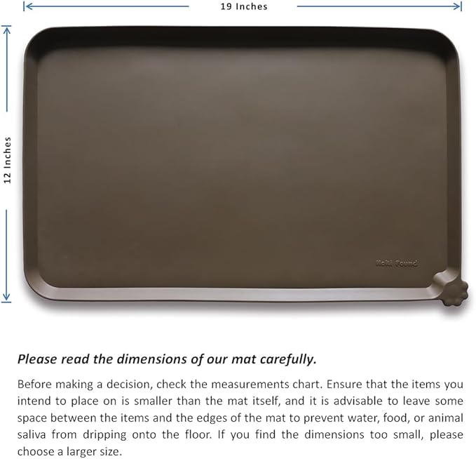 Hoki Found Silicone Pet Food Mats Tray - Non Slip Pet Dog Cat Bowl Mats Placemat - Dog Pet Cat Feeding Mat - Waterproof Dog Cat Food Mats -Pet Water Mats for Carpet - Coffee-Mewly Pet