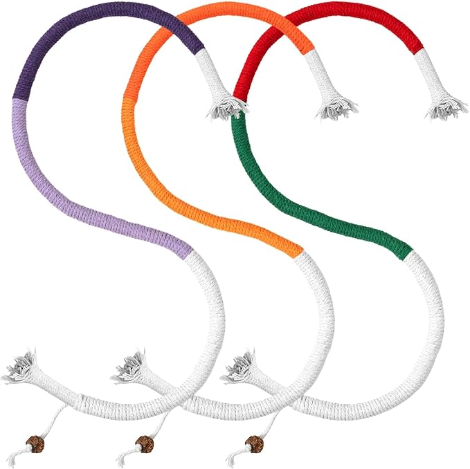 Cat Chew Ropes 3 Pack with Natural Catnip, Interactive Catnip Toys for Indoor Cats, Safe Teeth Cleaning Kitten Rope Toy, Durable Cat Kicker Chew Toy for All Breeds-Mewly Pet