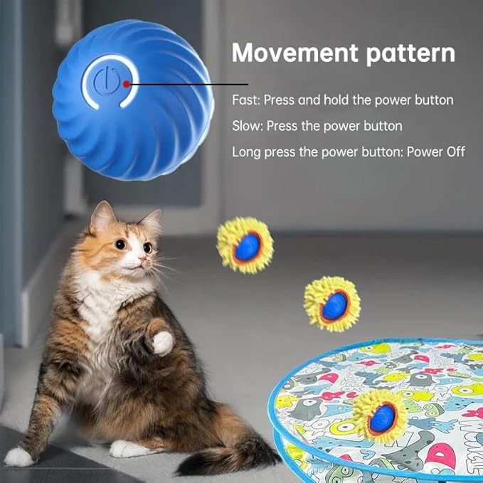 Interactive Cat Toy with Moving Ball and Sound – Motion-Activated Play Mat with Hidden Ball – Fun Hunting Toy for Indoor Cats and Kittens-Mewly Pet