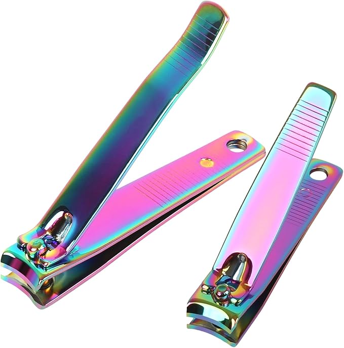 Rocutus 2pcs/Set Portable Nail Scissors Adult Pedicure Nail Clippers Household Small Scissors Foot Manicure Scissors Manicure Tools (Bight Colorful)-Mewly Pet