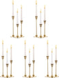5 Sets(15 Pcs) Brass Gold Metal Taper Candle Holders Candlestick Holders, Vintage Modern Decorative Centerpiece Candlestick Holders for Table Mantel Wedding Housewarming Gift