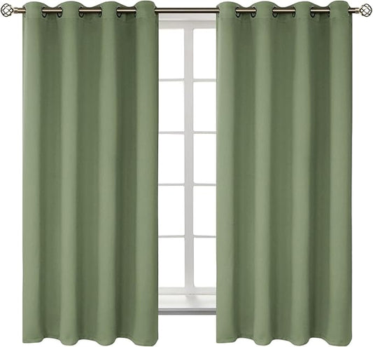 BGment Room Darkening Curtains 63 Inches Long - Grommet Thermal Insulated Drapes Window Treatment Curtains for Bedroom, 2 Panels, 52 x 63 Inch, Grass Green