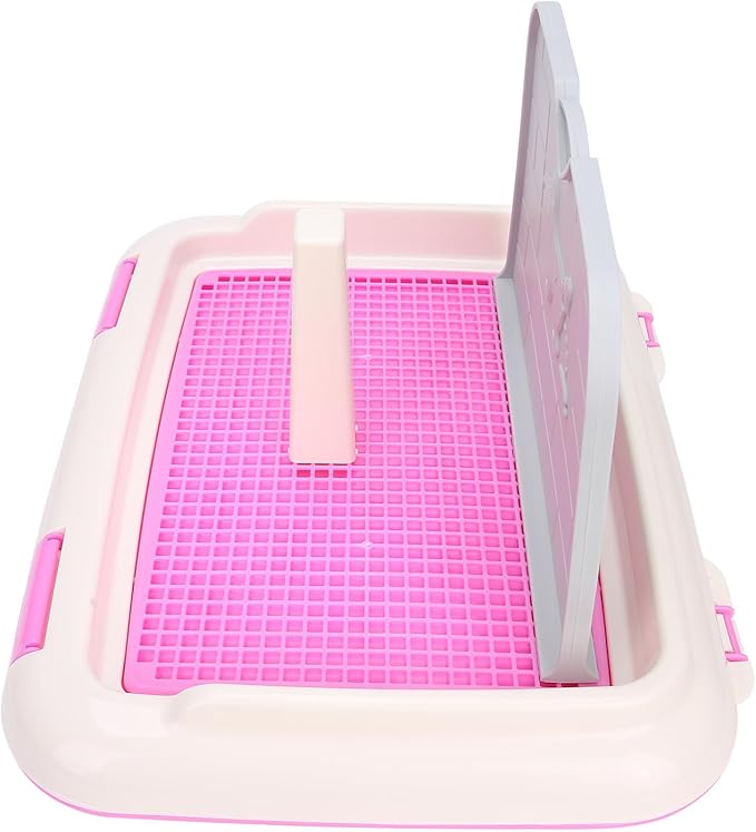 Puppy Dog Potty Tray, Puppy Training Toilet Tray Pet Training Pad Holder, Cat Potty Fence Dog Scheduled Urination Potty Tray, Dog Litter Box for Small and Medium Dogs, Bunny, Cats (Pink)-Mewly Pet
