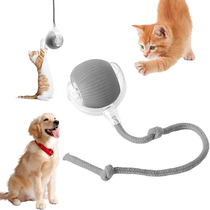 Chewie Viral Rolling Ball, Interactive Cat Toys Ball for Indoor, Cats Interactive Self Rolling Ball Dog Ball Automatic Cat Toy 360° Smart Automatic Rolling Pet Ball (Grey)-Mewly Pet