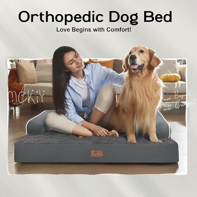 Small Dog Bed Waterproof Orthopedic Dog Beds for Medium Sized Dogs Comfy Pet Cat Bed with Sides, Washable Removable Cover-Mewly Pet
