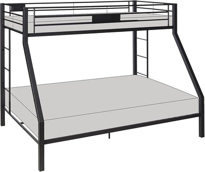 Acme Limbra Frame Twin Over Queen Metal Bunk Bed with Ladder in Sandy Black