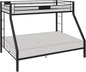Acme Limbra Frame Twin Over Queen Metal Bunk Bed with Ladder in Sandy Black