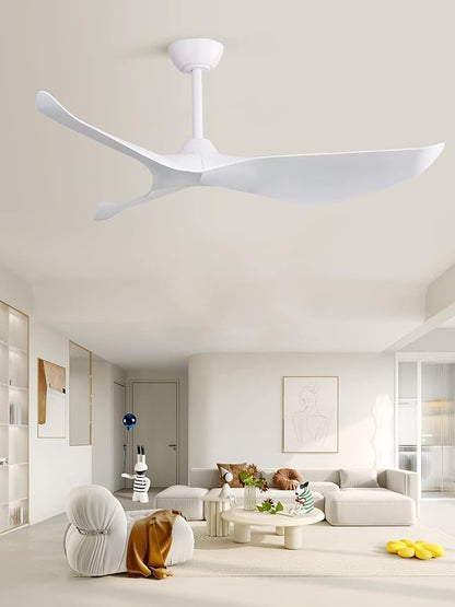 Sofucor Ceiling Fan Without Light, 52 Inch Low Profile Flush Mount Modern Ceiling Fan with Remote for Indoor Farmhouse Bedroom Living Room Outdoor Patio Porch, Reversible DC Motor, Noiseless