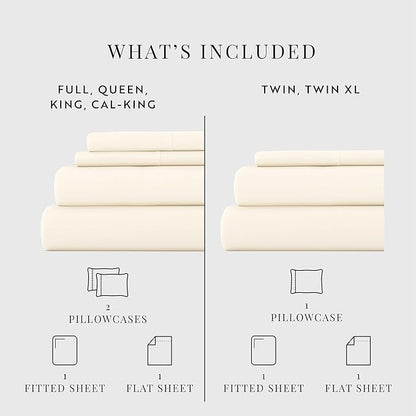 Linen Market Double-Brushed Microfiber Twin XL Sheet Set 3 Piece – Oeko-TEX Certified Ultra Soft & Wrinkle-Free - 16" Deep Pocket Sheets - Easy Care Twin XL Size - Ivory
