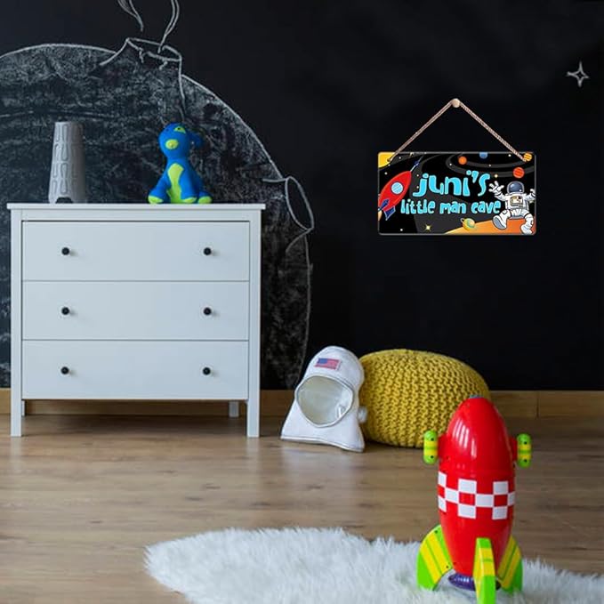 Personalized Name Space Decor, Custom Space Themed Bedroom Decor, Space Room Decor for Boys, Outer Space Wall Decor, Wooden Astronaut Decor Sign, Hanging Boys Room Decor, Kids Playroom Decor