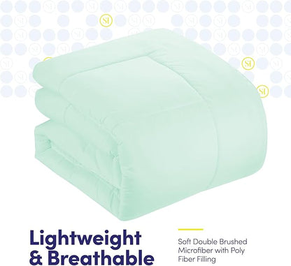 King Size Comforter Set with Sheets - 7-Piece Bedding Collection - 1 Comforter, 1 Fitted Sheet, 1 Flat, 4 Pillowcases - Deep Pocket - Soft & Breathable Premium Quality - Ideal for All Seasons, Mint