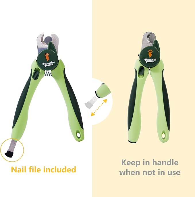Professional-Grade Nail Clippers for Dogs Nail Trimmer with Safety Guard and Nail File - Nail Clippers for Large Dogs - Dog Nail Clipper Toenail Clippers (Green, Medium-Large (LED))-Mewly Pet