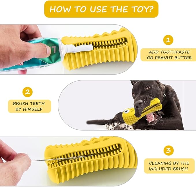 Dog Toys for Aggressive Chewers Large Medium Breed, Indestructible Dog Toothbrush Chew Toys, Squeaky Interactive Tough Extremely Durable, Dogs Toys to Keep Them Busy-Mewly Pet