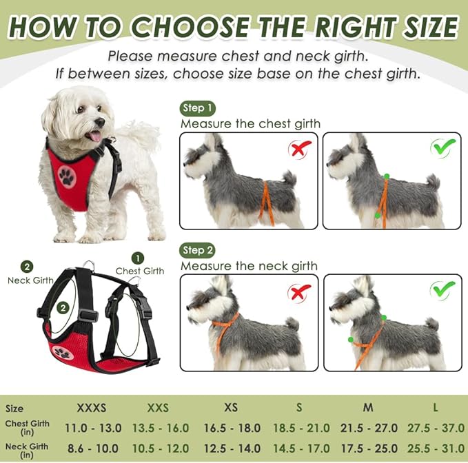 SlowTon Dog Seat Belt Harness for Car, Dog Car Harness Adjustable Mesh Breathable & Dog Seatbelt Safety Tether with Elastic Bungee for Small Medium Large Pets(Red, Double Clip, XXS)-Mewly Pet