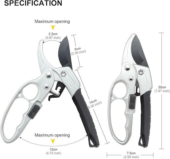 Ultra Sharp Germany Steel Pruning Shears - Cuts 3X Easier, Weak Hand Arthritis Snips, Rust-Resistant, Effortlessly 1-Inch Cut Capacity Garden Scissors, Ergonomic Handle (Black)-Mewly Pet