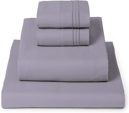 Mellanni Queen Sheets Set - 4 PC Iconic Collection Bedding - Hotel Luxury, Extra Soft, Cooling Bed Sheets - Wrinkle, Fade, Stain Resistant (Queen, Hazy Lilac)