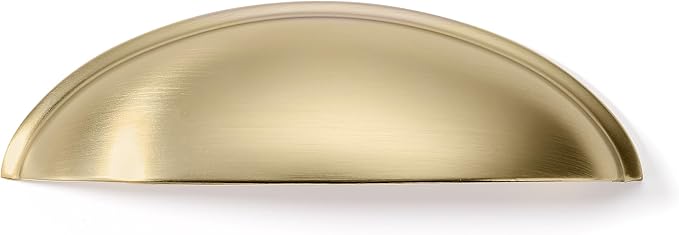 khtumeware 5 Pack 3-3/4" Gold Drawer Pulls Brushed Brass Cabinet Cup Pulls Kitchen Hardware Cabinet Handles Drawer Handles Knobs 3-3/4 inch Hole Center