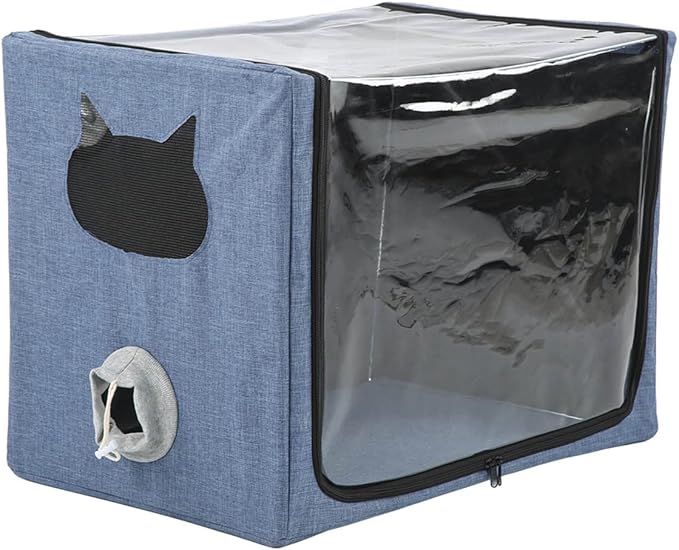 Puppy Nebulization Box, Small Pet Oxygen Inhalation, Cat and Dog Atomization Box Oxygen Inhalation Machine Dedicated Folding Atomization Box Pet Oxygen Therapy Cage for Cough Breathing Treatment Box-Mewly Pet