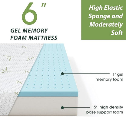 BestMassage | 6 Inch King Mattress | Gel Memory Foam | Medium Firm Feel | White | Bed in a Box, CertiPUR-US Certified | Pressure Relief, Cooling Ventilated Foam | Breathable Knit Cover