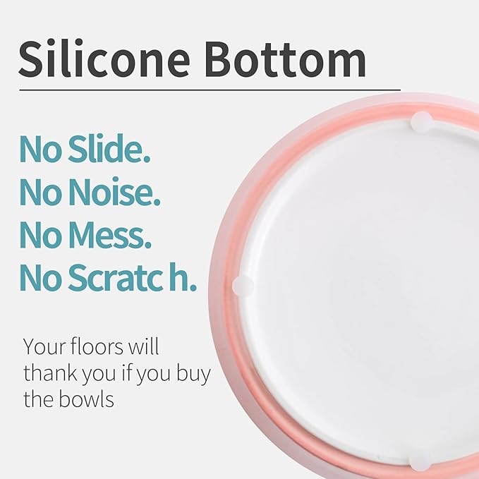 Pink Dog Bowl Ceramic for Medium Large Breed, Heavy Weighted Dog Food Water Dish, 8 in Non - Slip Modern Cute Extra Big Porcelain Pet Bowl Maze Wide Mouth-Mewly Pet