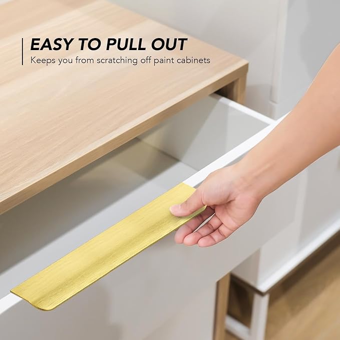 Ravinte Hardware 30 Pack Gold Cabinet Handles, 7.8 Inch (200mm) Finger Edge Pulls, 6-1/4 Inch Hole Center, Finger Pulls for Cabinets