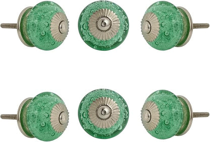 Perilla Home Set of 6 Crystal Bubble Glass Knob for Kitchen Cabinets - Crystal Glass Handles and Pull Knob for Dresser Drawer | Living Room | Kitchen | Bathroom | Closet Cupboard Furniture