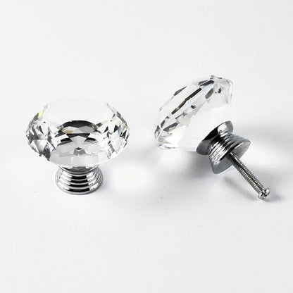 12pcs Diamond Shape Crystal Glass 30mm Drawer Knob Pull Handle Usd for Cabinet, Drawer