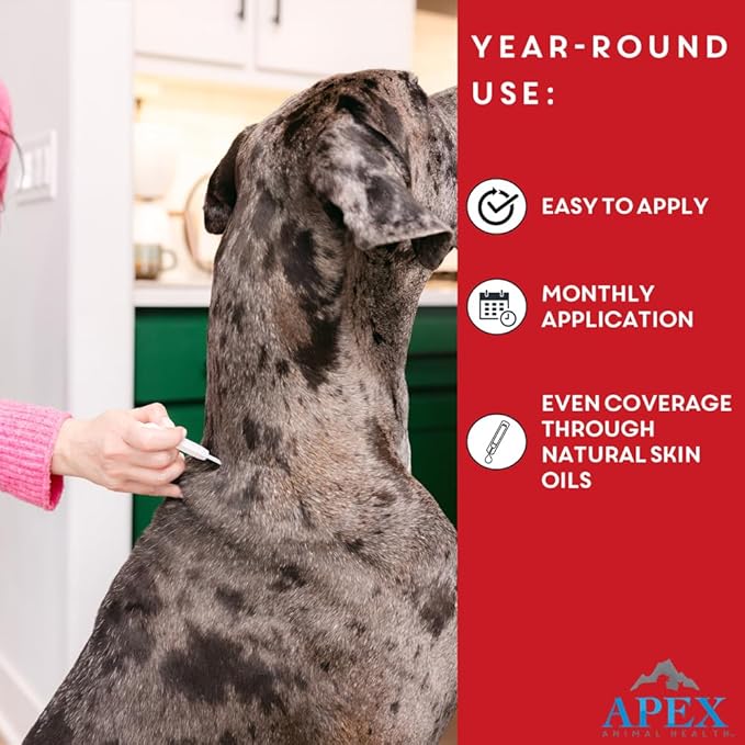 Apex Plus Flea and Tick Prevention for Dogs | X-Large (89-132 lbs) | 3-Month Supply | Dog Flea and Tick Treatment | 24-Hour Activation, Waterproof, 30-Day Protection-Mewly Pet