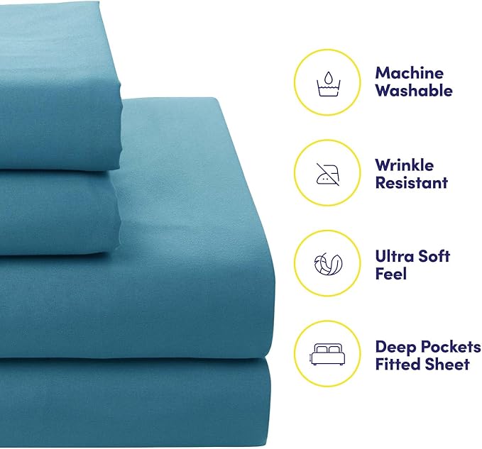 Sweet Home Collection 7 Piece Comforter Set Bag Solid Color All Season Soft Down Alternative Blanket & Luxurious Microfiber Bed Sheets, Marino, King