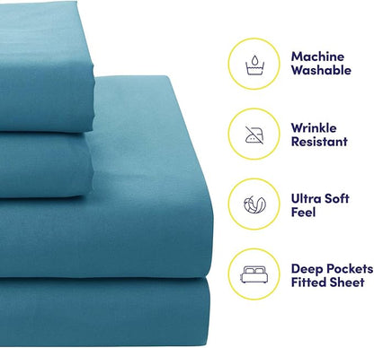 Sweet Home Collection 7 Piece Comforter Set Bag Solid Color All Season Soft Down Alternative Blanket & Luxurious Microfiber Bed Sheets, Marino, King