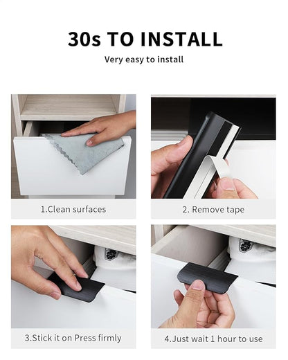 5 Pack 3 inch self Adhesive Cabinet pulls Adhesive Cabinet Handles Drawer pulls Black Finger pulls Stick on Handles Concealed Finger pulls for cabinets Edge Pull Seam Flat Pull