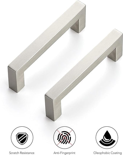 Ravinte 20 Pack 4 Inch Square Cabinet Handles - Satin Nickel & Brushed Nickel Drawer Pulls - Kitchen Cabinet Hardware
