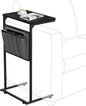 Vantic C Shaped End Table, Small Side Table for Couch and Recliner, Slide Under Sofa Tray Desk with Storage Bag for Living Room and Bedroom, Ebonized Oak