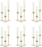 NUPTIO Candle Stick Holder for Wedding: 18 Pcs Tall Hurricane Gold Candles Holder with Clear Glass Chimney Cover - Tapered Candlestick Decor Bulk for Party Centerpiece
