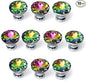 10 Pcs 30mm Silver Plated Base Diamond Shape Crystal Glass Cabinet Knob Drawer Knob Pull Handle Used for Kitchen, Dresser, Door, Cupboard (Multicolor)