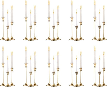 Nuptio Candlestick Candle Holders 30 Pcs Candle Stick Holder Gold Taper Candle Holder Candle Stand for Wedding Party Thanksgiving Halloween Birthday Mantel Baby Shower Table Centerpieces Decor