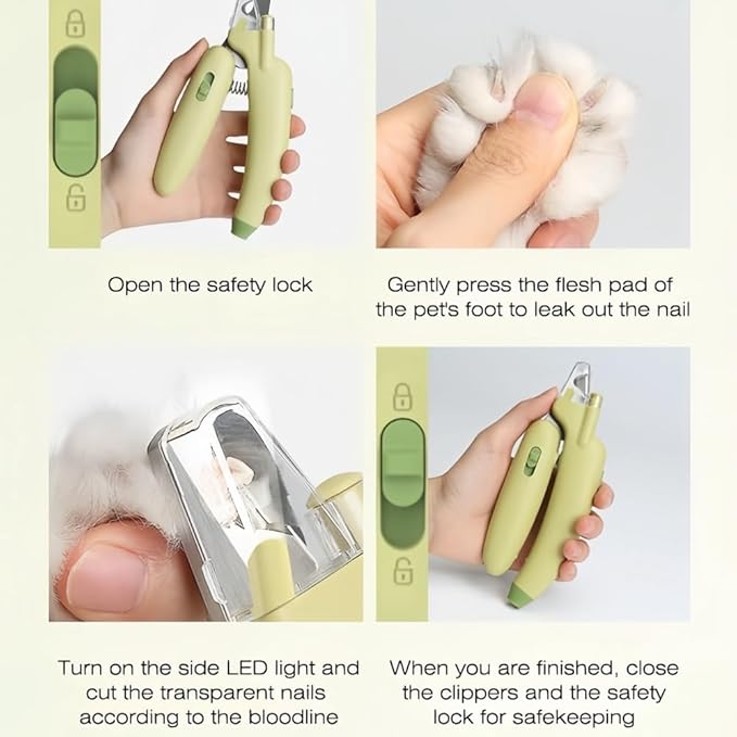 LED Pet Nail Clippers,Upgrade Cat Nail Clipper with Light,Cat Claw Trimmer Nail Clippers for Dogs,Trim Your Pets Nails Easy and Pain-Free Grooming Tool for Small Animals (Purple)-Mewly Pet