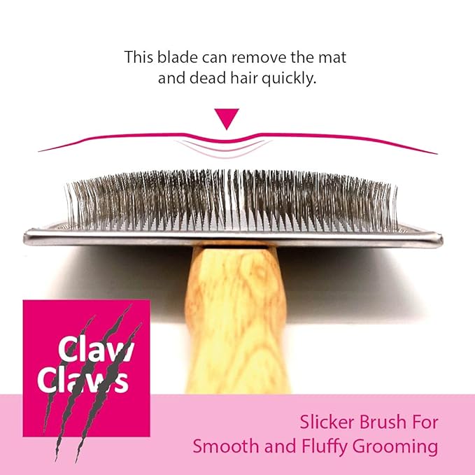 Pet Slicker Brush for Large Dogs, Wooden Handle with Stainless Steel Soft Pins, Gently Remove Tangled, Loose Undercoat and Mats Hair, Pet Grooming Brush Tool (8"), Wool Needle Felting Brush-Mewly Pet