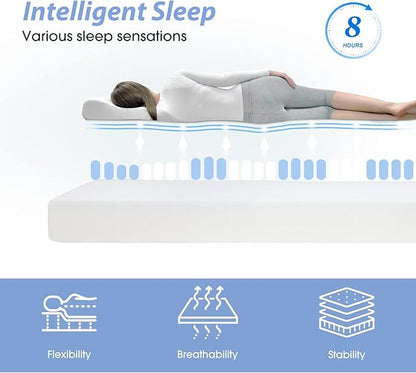 BestMassage | 6 Inch Full Mattress | Gel Memory Foam | Medium Firm Feel | White | Bed in a Box, CertiPUR-US Certified | Pressure Relief, Cooling Ventilated Foam | Breathable Knit Cover
