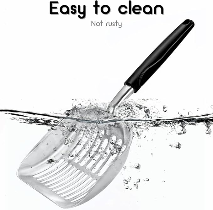 Cat Litter Scoop - Sturdy Mesh Scooper,Long Handle Cat Scooper,Aluminum Alloy Sifter Metal Scoop,Poop Sifting,Mesh shovel,Suitable for Cat Litter Box,Christmas GiftSuitable for Cat Litter Box-Mewly Pet