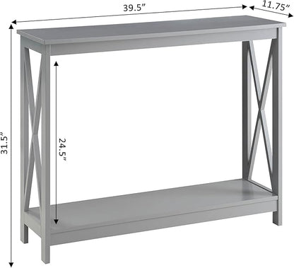 Convenience Concepts Oxford Console Table 39.5" - Sofa Table with Storage Shelf, Transitional Entryway Hall Table for Living Room and Bedroom, Display Foyer Table, Gray