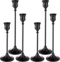 Black Candlestick Holders, Taper Candle Holders, Set of 6 Matte Black Candle Holder Set, Vintage Table Centerpiece for Wedding Christmas Holiday