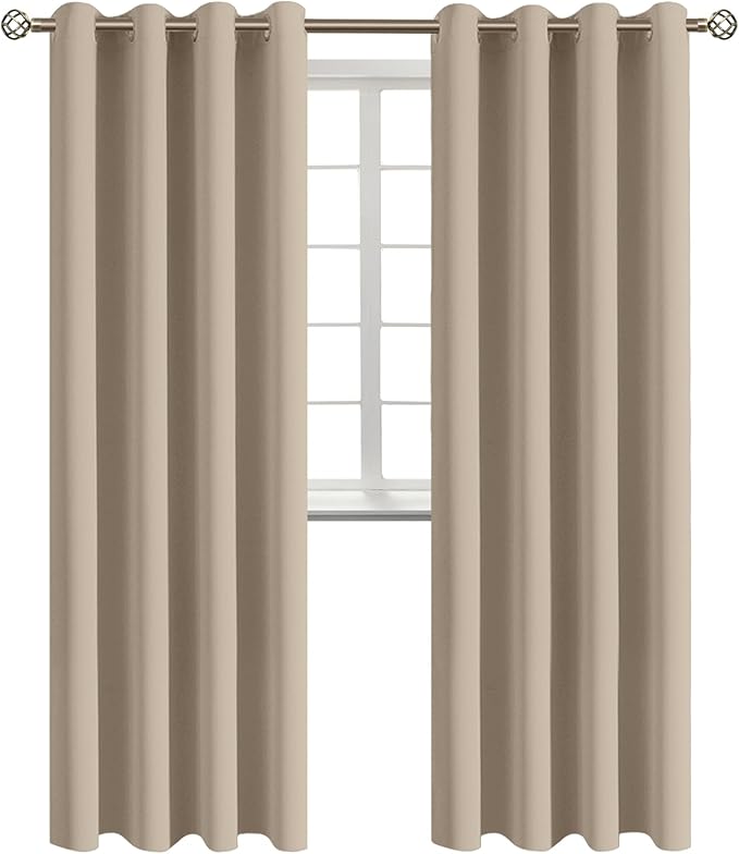 BGment Blackout Curtains - Grommet Thermal Insulated Room Darkening Bedroom and Living Room Curtains, Set of 2 Panels (52 x 95 Inch, Sand)