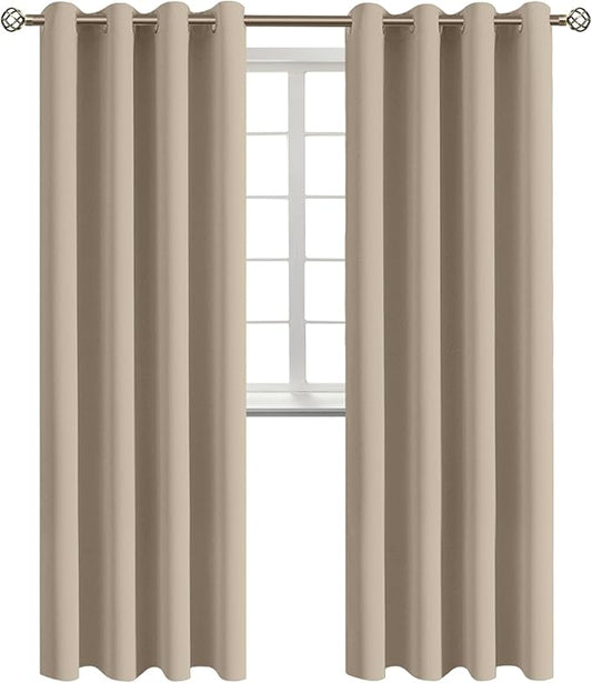 BGment Blackout Curtains - Grommet Thermal Insulated Room Darkening Bedroom and Living Room Curtains, Set of 2 Panels (52 x 95 Inch, Sand)