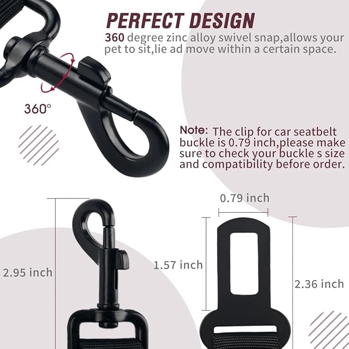 COOYOO Dog Seat Belt,3 Piece Set Retractable Dog Car Adjustable Seatbelts for Vehicle Nylon Pet Safety Heavy Duty & Elastic & Durable Car Harness for Dogs-Mewly Pet