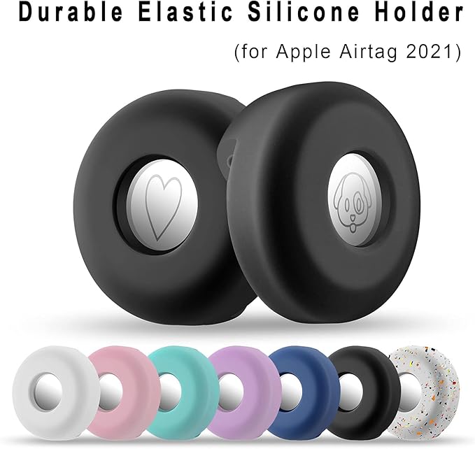 Airtag Holder for Dog Collar, Cibaabo Silicone Air Tag Case Cover Compatible with Apple Airtags for 0.8-1.2inch Cat Pet Collar Harness Loop-Mewly Pet